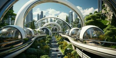 Futuristic green city architecture photo