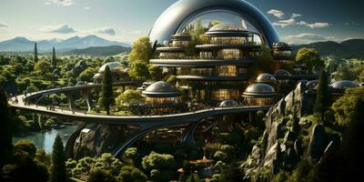 Futuristic green city architecture photo