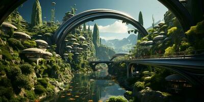 Futuristic green city architecture photo