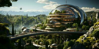 futurista verde ciudad arquitectura foto