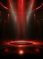 Ai generative Backdrop With Illumination Of Red Spotlights For Flyers realistic image ultra hd high design photo