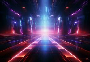 Ai Generative Neon illuminated futuristic backdrop realistic image, ultra hd, high design very detailed photo