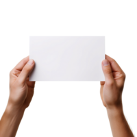 Hands Holding A White Card, Hands Holding Blank Paper Png, Blank Card With Hand, Transparent Background, AI Generative png