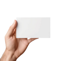 händer innehav en vit kort, händer innehav tom papper png, tom kort med hand, transparent bakgrund, ai generativ png