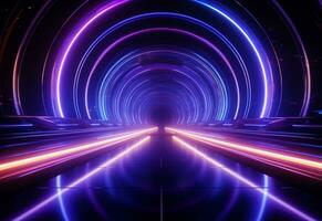 Ai Generative Neon illuminated futuristic backdrop realistic image, ultra hd, high design very detailed photo