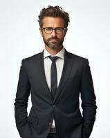 Ai generative Business man in a suit white transparent background photo