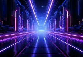 Ai Generative Neon illuminated futuristic backdrop realistic image, ultra hd, high design very detailed photo