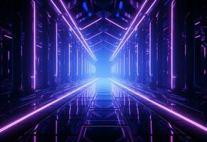 Ai Generative Neon illuminated futuristic backdrop realistic image, ultra hd, high design very detailed photo