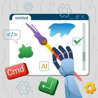 Bot Hand Painting Under Command vector