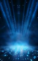 Ai generative Backdrop With Illumination Of blue Spotlights For Flyers realistic image ultra hd high design photo