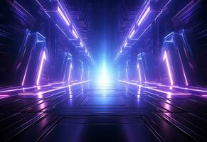 Ai Generative Neon illuminated futuristic backdrop realistic image, ultra hd, high design very detailed photo