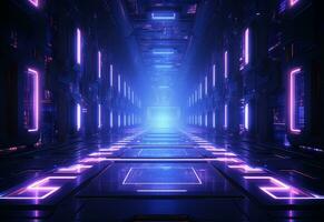 Ai Generative Neon illuminated futuristic backdrop realistic image, ultra hd, high design very detailed photo