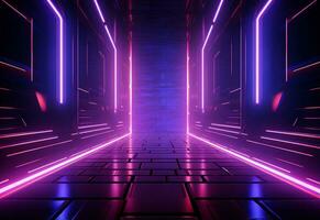 Ai Generative Neon illuminated futuristic backdrop realistic image, ultra hd, high design very detailed photo