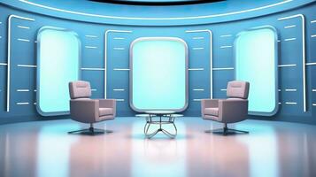 The Future of Game Shows. A Simple, Modern Setting with Two Chairs and a Whole Lot of Fun. AI Generative photo