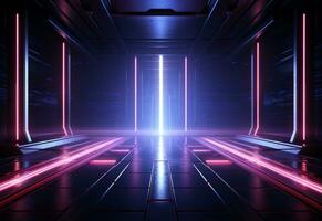 Neon illuminated futuristic backdrop realistic image, ultra hd, high design very detailed photo