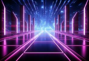 Neon illuminated futuristic backdrop realistic image, ultra hd, high design very detailed photo