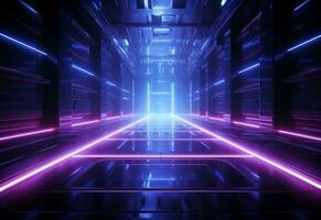 Ai Generative Neon illuminated futuristic backdrop realistic image, ultra hd, high design very detailed photo