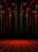 Ai generative Backdrop With Illumination Of Red Spotlights For Flyers realistic image ultra hd high design photo