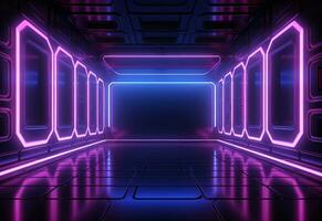 Neon illuminated futuristic backdrop realistic image, ultra hd, high design very detailed photo