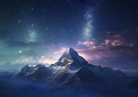 The milky rising in the night sky over the mountains, landscapes, AI Generative photo