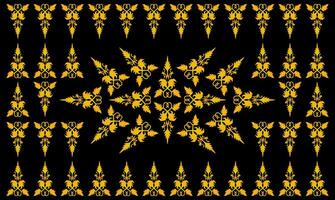 Traditional Classic Malay handwoven black Songket like batik from Indonesia or ethnic pattern with gold threads vector, floral mandala from malaysia or Riau. fabric seamless ornament decorative vector