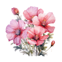 aquarelle fleur, aquarelle fleur png, aquarelle fleur clipart, transparent arrière-plan, ai génératif png