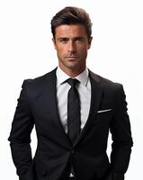 Ai generative Business man in a suit white transparent background photo