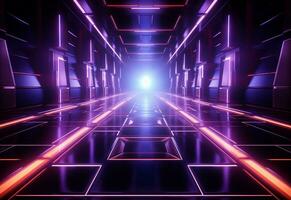 Ai Generative Neon illuminated futuristic backdrop realistic image, ultra hd, high design very detailed photo