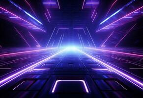 Ai Generative Neon illuminated futuristic backdrop realistic image, ultra hd, high design very detailed photo