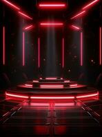 Ai generative Backdrop With Illumination Of Red Spotlights For Flyers realistic image ultra hd high design photo