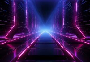 Ai Generative Neon illuminated futuristic backdrop realistic image, ultra hd, high design very detailed photo