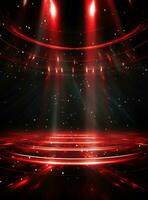 Ai generative Backdrop With Illumination Of Red Spotlights For Flyers realistic image ultra hd high design photo