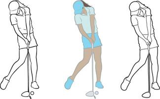 hembra golf jugador ilustración. vector