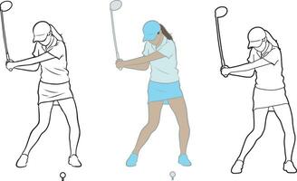 Female Golf Player Illustration. vector