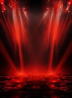 Ai generative Backdrop With Illumination Of Red Spotlights For Flyers realistic image ultra hd high design photo