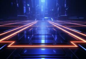 Ai Generative Neon illuminated futuristic backdrop realistic image, ultra hd, high design very detailed photo