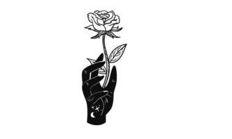 Tattoo image of a hand holding a flower vector