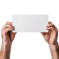 Hands Holding A White Card, Hands Holding Blank Paper Png, Blank Card With Hand, Transparent Background, AI Generative png