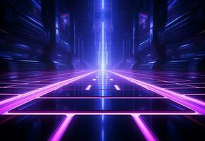 Ai Generative Neon illuminated futuristic backdrop realistic image, ultra hd, high design very detailed photo