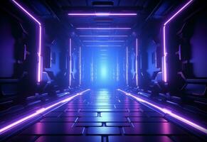 Ai Generative Neon illuminated futuristic backdrop realistic image, ultra hd, high design very detailed photo