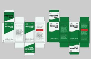 Medicine box design, die-stamping. Vector template design.