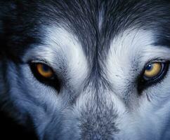 beautiful eyes of a wild wolf. Generative AI photo