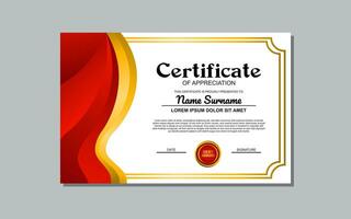 A certificate template with a red and yellow wavy design is a versatile asset suitable for creating eye-catching, modern certificates for various occasions and events. vector