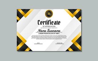 a certificate template with a gold and black design vector