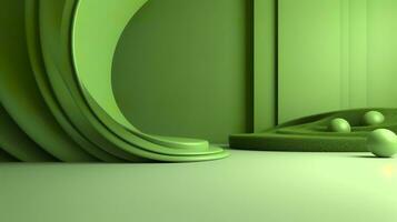 Abstract green environment background, smooth, minimal, AI Generative photo