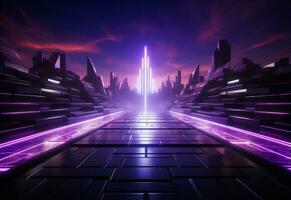 Ai Generative Neon illuminated futuristic backdrop realistic image, ultra hd, high design very detailed photo