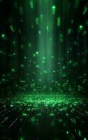 Ai generative Backdrop With Illumination Of green Spotlights For Flyers realistic image, ultra hd, high design very detailed photo
