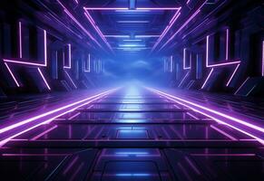 Ai Generative Neon illuminated futuristic backdrop realistic image, ultra hd, high design very detailed photo
