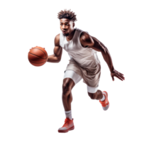 Athletic african-american male basketball player in motion png