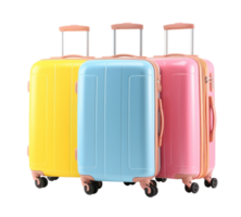 A group of colorful suitcases isolated png